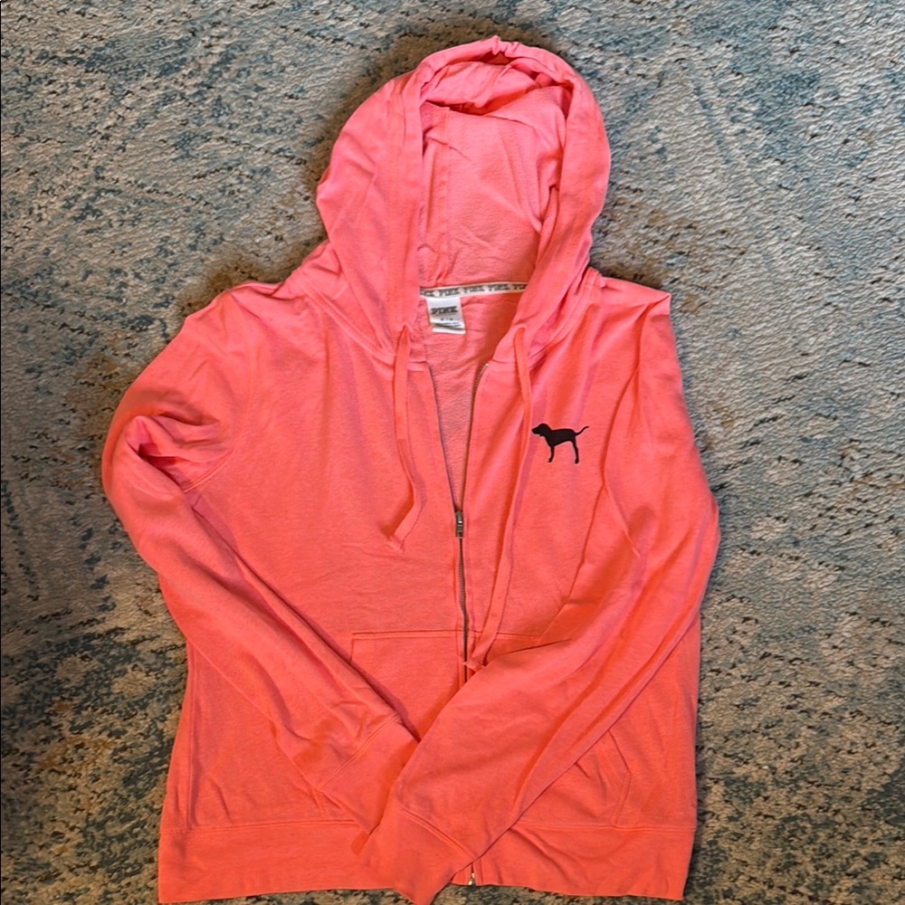 Pink Zip-Up Hoodie with Dog Logo